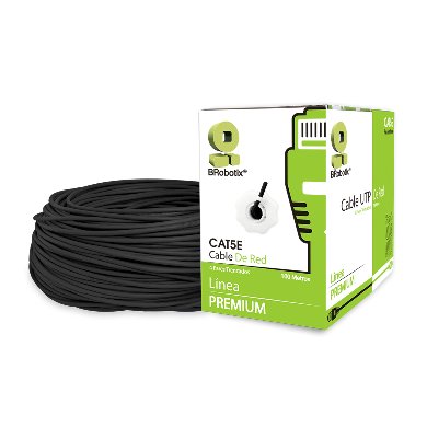 BOBINA CAT5e CON GEL PARA EXTERIORES, CCA UTP, NEGRO, 100 METROS
