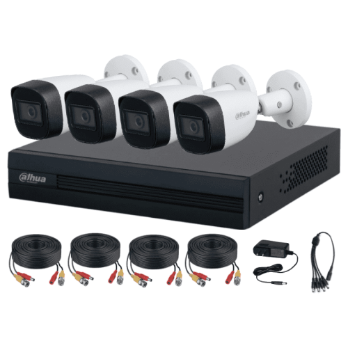 DAHUA KITXVR1B04-I1MP-2.8 - Kit de 4 Canales de 1 Megapixel/ 4 Cámaras B1A11 con Lente de 2.8mm/ 93 Grados de Apertura/ 4 CH+1 IP
