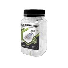 Bote con 100 Plugs Pass through RJ45 Cat5e sin blindaje, chapado de oro a 30 micras para durabilidad extrema (copia)