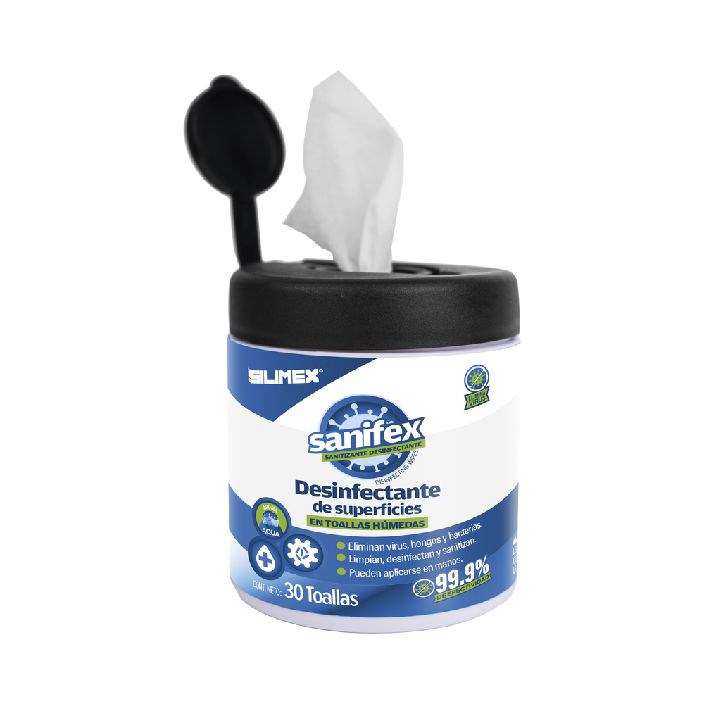 Silimex Toallas Húmedas Desinfectantes Sanifex, 30 Piezas