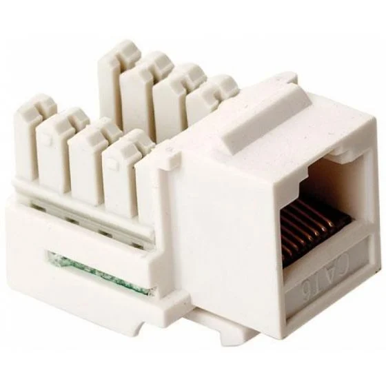 Jack RJ45 de 8 contactos a 90° CAT 6, tipo Keystone, blanco, 360-020BL