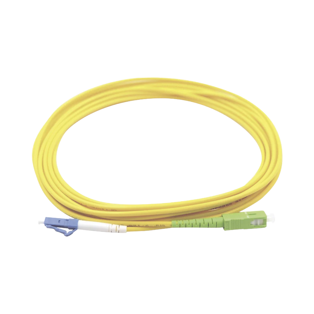 Jumper de Fibra Óptica Monomodo LC/UPC SC/APC Simplex, color amarillo 1 metro