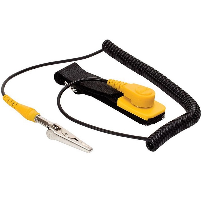 410144 Pulsera antiestática; Esencial para protección contra estática mientras se trabaja en una PC; Cable de 1.8 m.