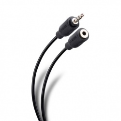  Cable AUX 3.5mm Estéreo Macho - 3.5mm Estéreo Hembra, 1.8 Metros, Negro