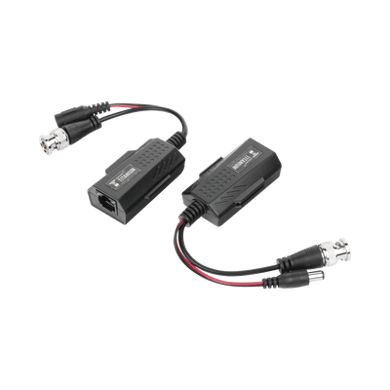 Kit de transceptores activos con conector para alimentación (12V/24Vcc/AC) TurboHD para aplicaciones de video por UTP Cat5e/6 en HD. Distancia de hasta 150 m en 4K