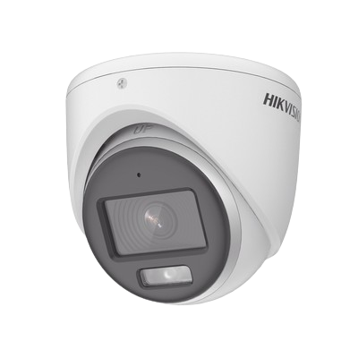 HIKVISIONTurret TURBOHD 3K (5 MP) / Micrófono Integrado / Lente 2.8 mm / Imagen a color 24/7 / 20 mts Luz Blanca / Exterior IP67 / dWDR / 4 Tecnologías