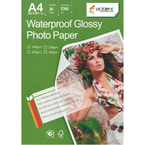 Victorynk Papel Fotográfico Glossy A4 20 Hojas, 115gr