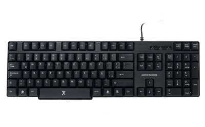 Teclado Alámbrico PERFECT CHOICE, USB, QWERTY, Alámbrico, Universal, Negro
