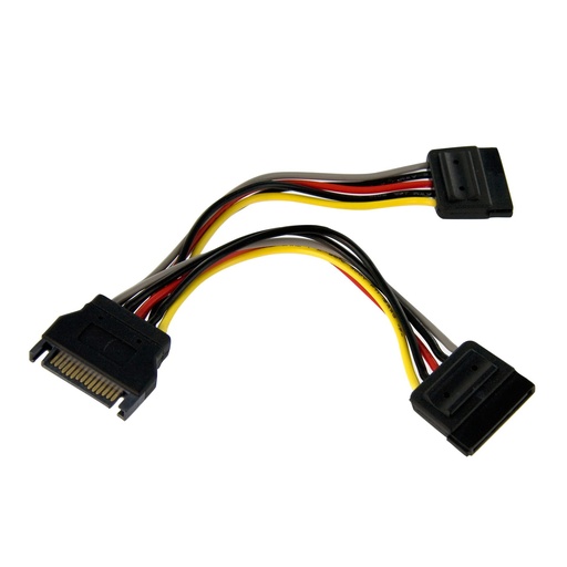 Cable de 15cm Divisor Splitter SATA de Alimentación en Y - M/H - Bifurcador de Corriente - SATA de Alimentación a SATA de Alimentación