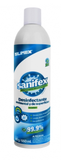 Desinfectante/sanitizante Ambiental Y De Superficies En Aerosol, Silimex Sanifex, 660ml, Elimina Virus/hongos/bacterias, Aroma Aqua