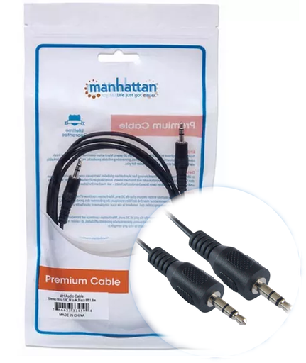 Cable auxiliar 3.5mm Macho a Macho Color Negro de 1.8m