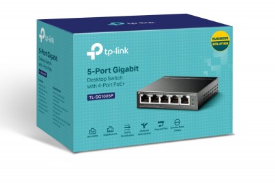 Switch no administrable (TL-SG1005P) de (5) puertos 10/100/1000 Mbps, (4) Puertos POE +