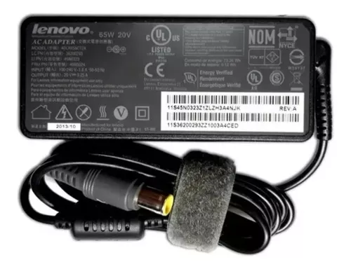 CARGADOR LENOVO PUNTA AMARILLA PIN CENTRAL GRANDE 65W 20V 3.25A