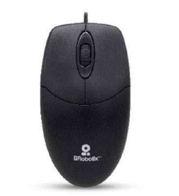 Mouse Básico USB BROBOTIX 497202, Negro, 3 Botones, Alámbrico, Óptico