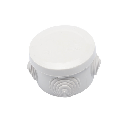 Caja Derivación-Conexión de Plástico Circular con 4 Glándulas de Goma (70 diámetro X 48 alto mm). Para Instalaciones Comerciales, Residenciales e Industriales. Cerrado a Presión.