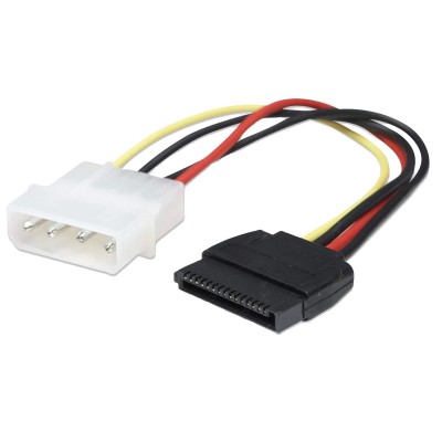 342766 Cable de Energía SATA, Convierte una conexiónde alimentación Mólex de 4 pines a una de 15 pines SATA. Manhattan