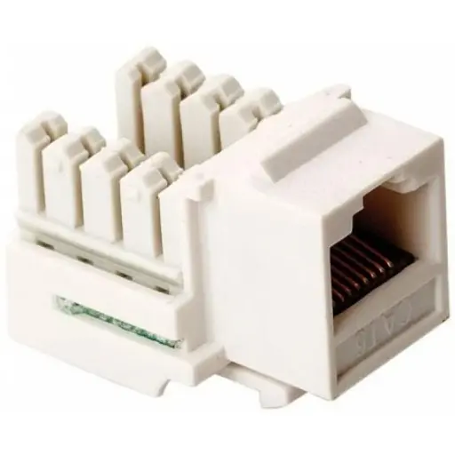 Jack RJ45 de 8 contactos a 90° CAT 6, tipo Keystone, blanco, 360-020BL