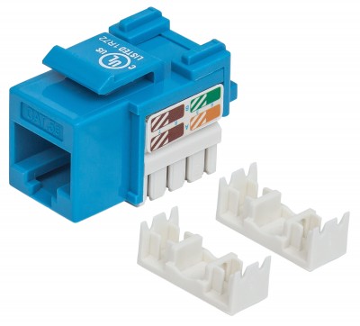 210546 JACK RJ45 CAT5E KEYSTONE DE IMPACTO AZUL, Para uso con cable sin blindar (UTP) Cat5e, Compatible con herramientas de impacto 110 y Krone