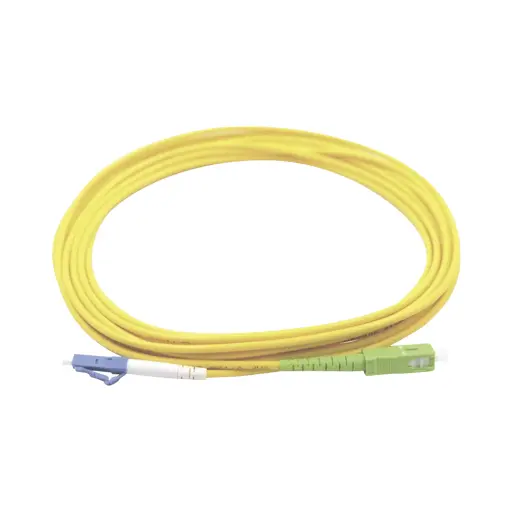 Jumper de Fibra Óptica Monomodo LC/UPC SC/APC Simplex, color amarillo 1 metro