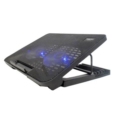BASE ENFRIADORA NLC-01 PARA LAPTOP 17" 2 VENTILADORES 140MM MULTIPOSICIONES LUZ LED AZUL NEGRO