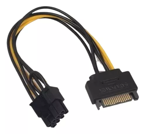  CABLE SATA MACHO DE 15 PINES A 8 PINES (6+2) 20CM