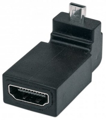 353441 Adaptador HDMI Hembra a Micro HDMI Macho, Ángulo de 90° hacia arriba, Soporta resolución 4k