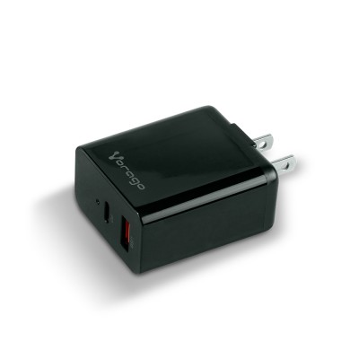 Cargador para pared. Vorago AU-350-BK negro. quick charge/ cargador de pared / Negro. Quick charce 3.0A PD 20w USB A y tipo C negro
